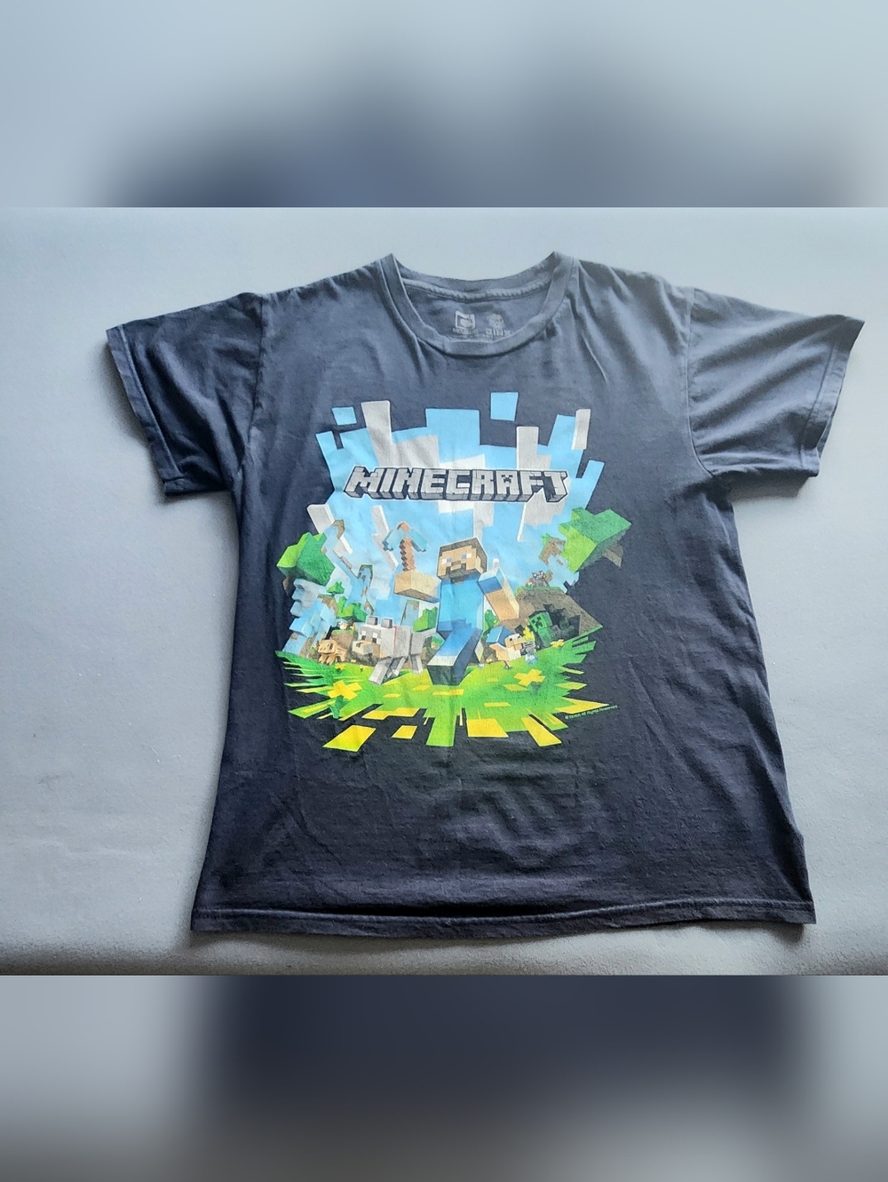 Minecraft Graphic Tee Blue Youth Small Game Shirt